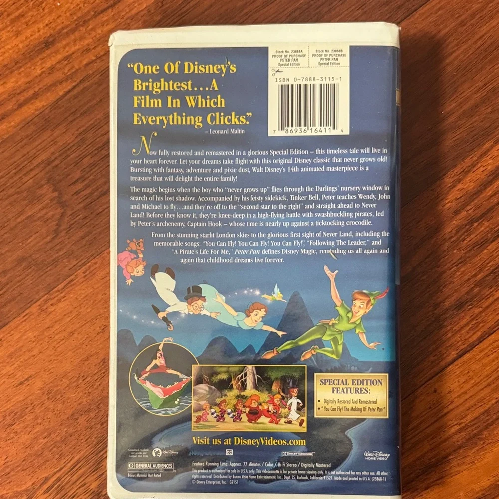 Disney Peter Pan Special Edition VHS
